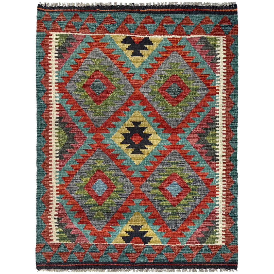 Afghan Vegetable Kilim Rug 2' 10" x 4' 0" Flat-Weave | No. AL24787