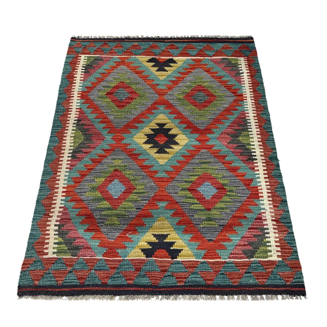 Afghan Vegetable Kilim Rug 2' 10" x 4' 0" Flat-Weave | No. AL24787