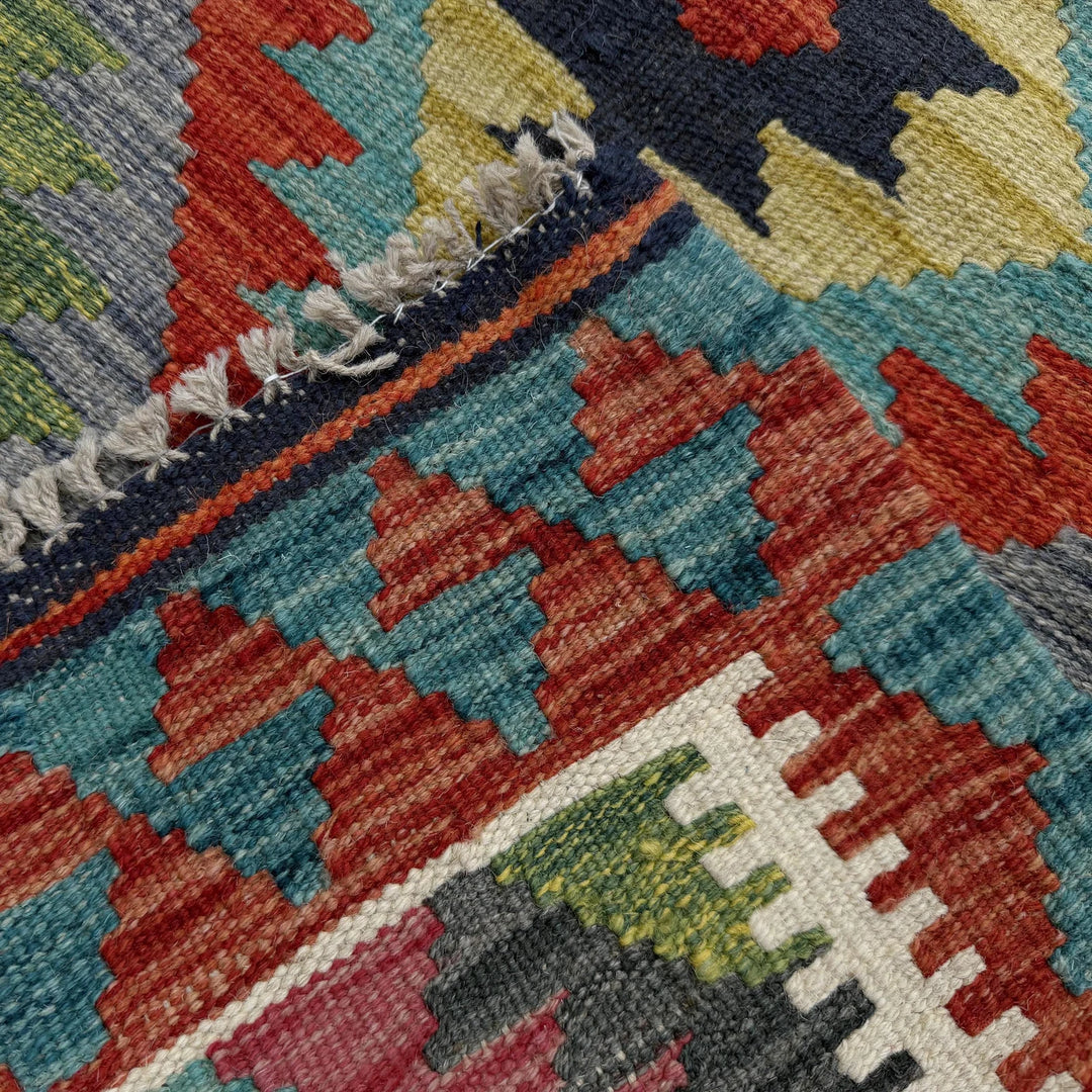 Afghan Vegetable Kilim Rug 2' 10" x 4' 0" Flat-Weave | No. AL24787