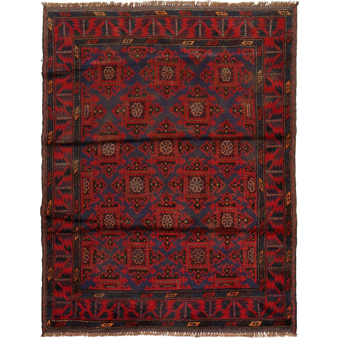 Afghan Balochi Rug 4' 0" x 5' 3" Hand-Knotted | No. AL24798