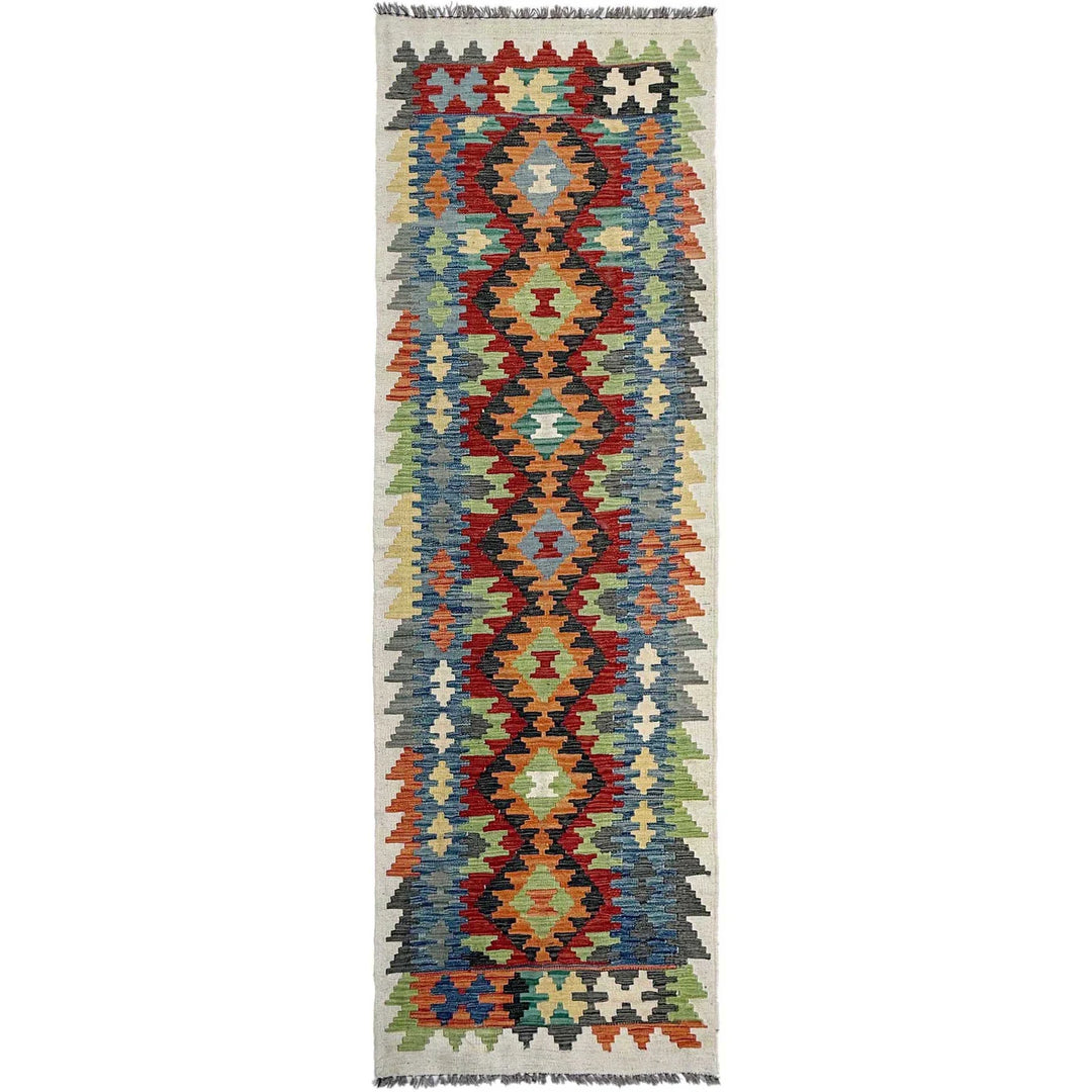 Afghan Vegetable Kelim Runner 2' 7" x 9' 3" Flat-Weave | No. AL248058
