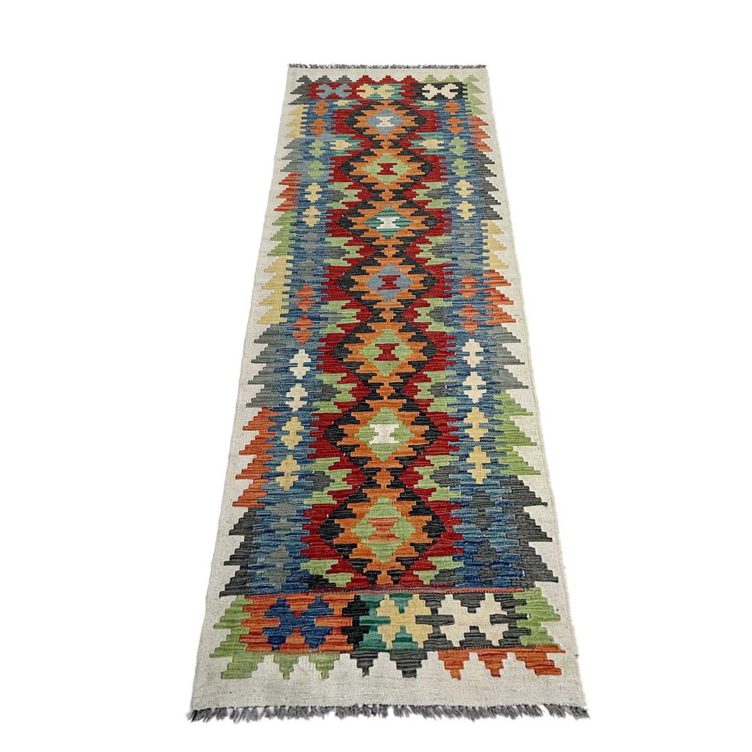 Afghan Vegetable Kelim Runner 2' 7" x 9' 3" Flat-Weave | No. AL248058