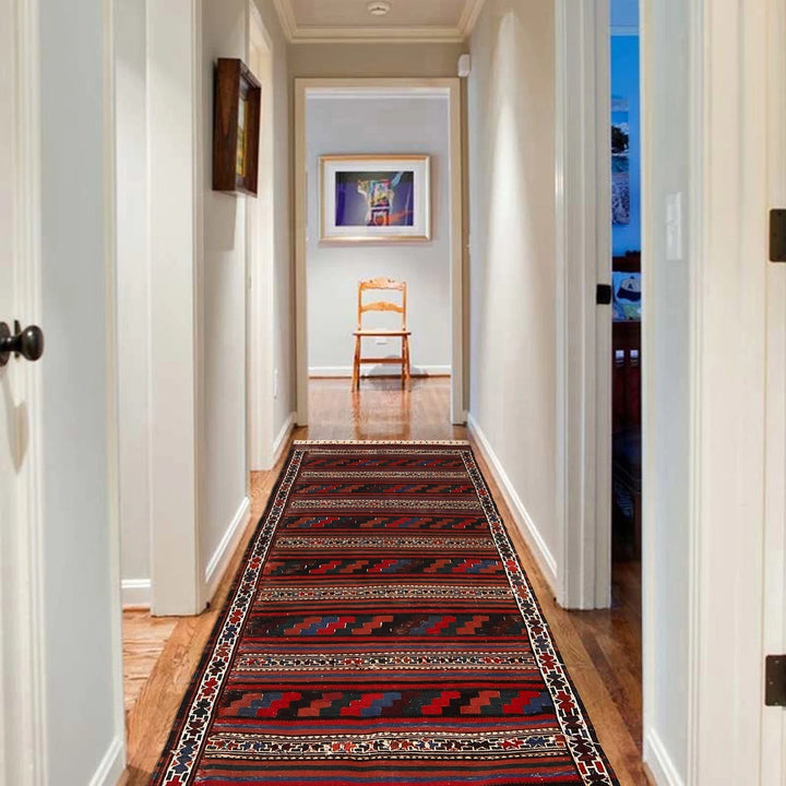 Afghan Kilim Runner 3' 7" x 10' 3" Flat-Weave | No. AL24806