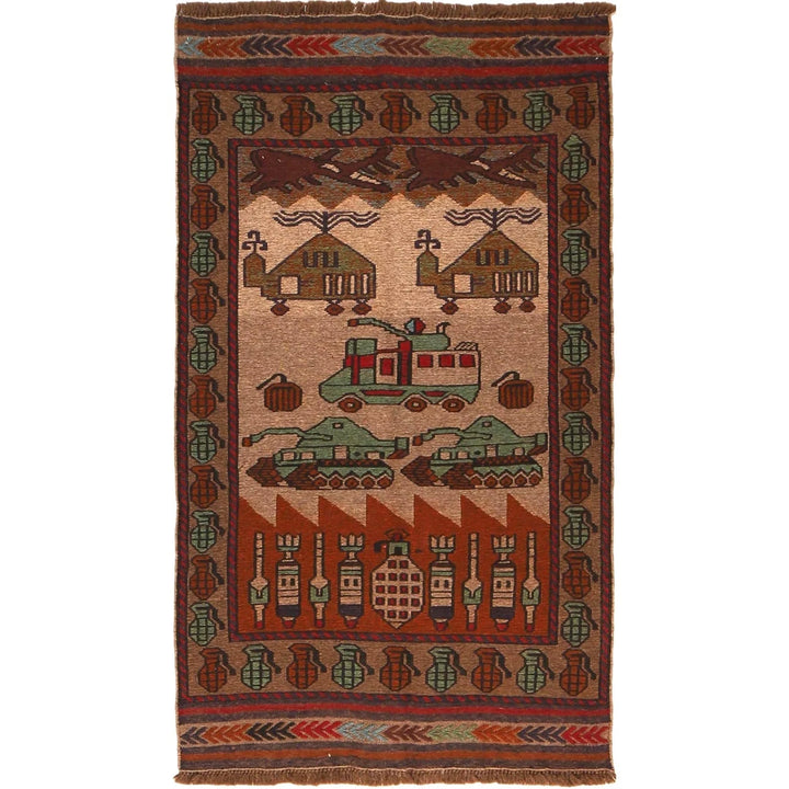 Afghan War Kilim Rug 2' 7" x 4' 5" Flat-Weave | No. AL24808