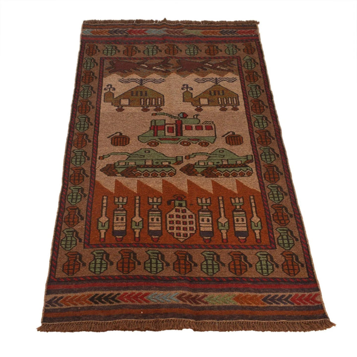 Afghan War Kilim Rug 2' 7" x 4' 5" Flat-Weave | No. AL24808