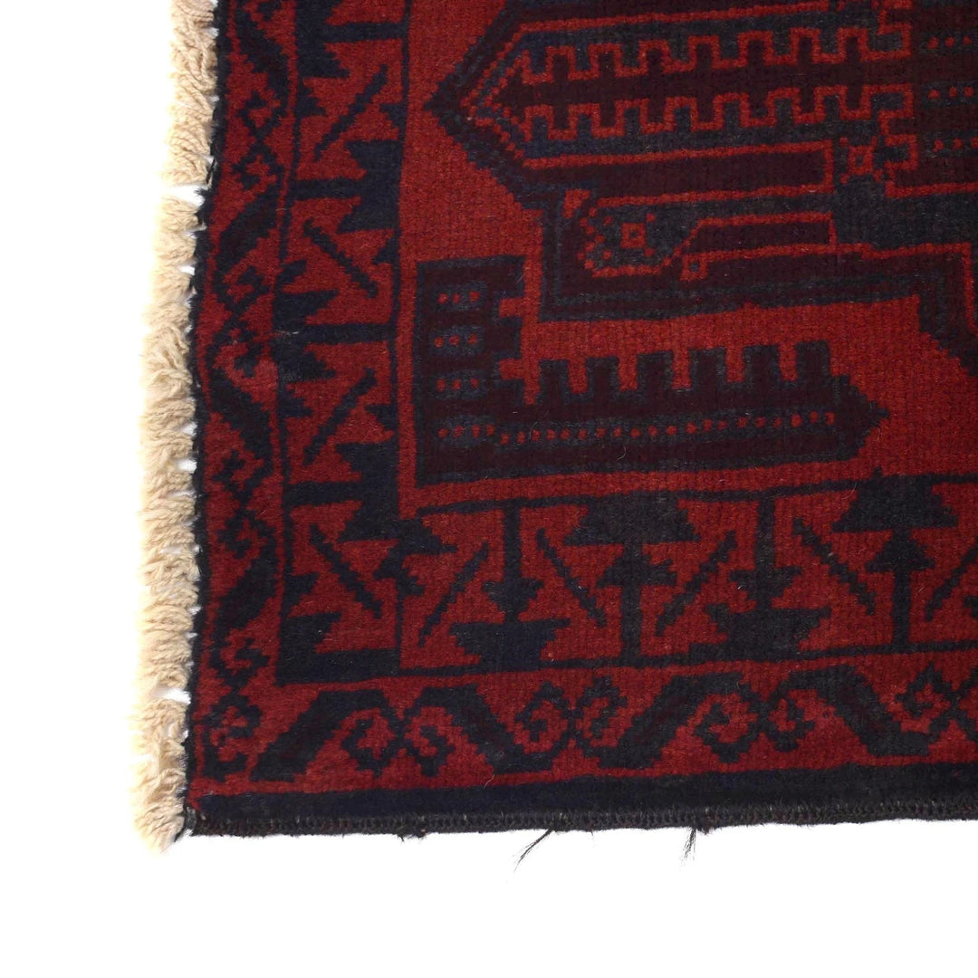 Red Afghan Baluchi Rug 2' 9" x 4' 3" Hand-Knotted | No. AL24835
