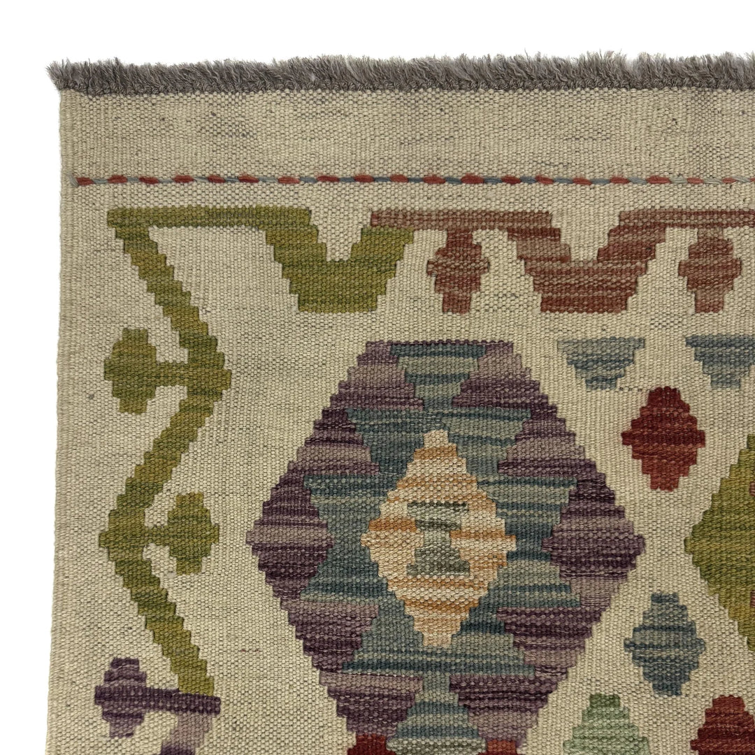 Afghan Vegetable Kilim Rug 2' 6" x 9' 7" Flat-Weave | No. AL248427