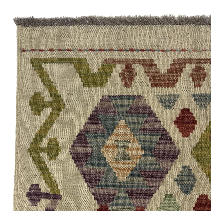 Afghan Vegetable Kilim Rug 2' 6" x 9' 7" Flat-Weave | No. AL248427