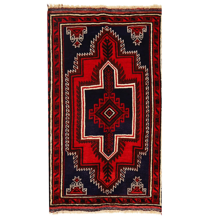 Dark Blue Afghan Baluchi Rug 3' 1" x 5' 1" Hand-Knotted | No. AL24843
