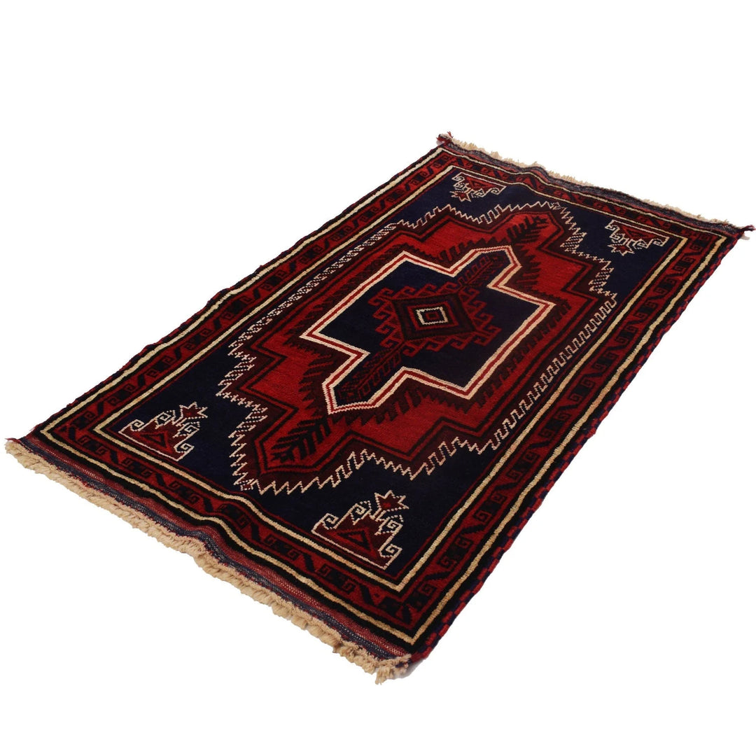 Dark Blue Afghan Baluchi Rug 3' 1" x 5' 1" Hand-Knotted | No. AL24843