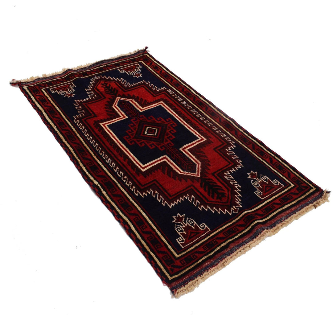 Dark Blue Afghan Baluchi Rug 3' 1" x 5' 1" Hand-Knotted | No. AL24843