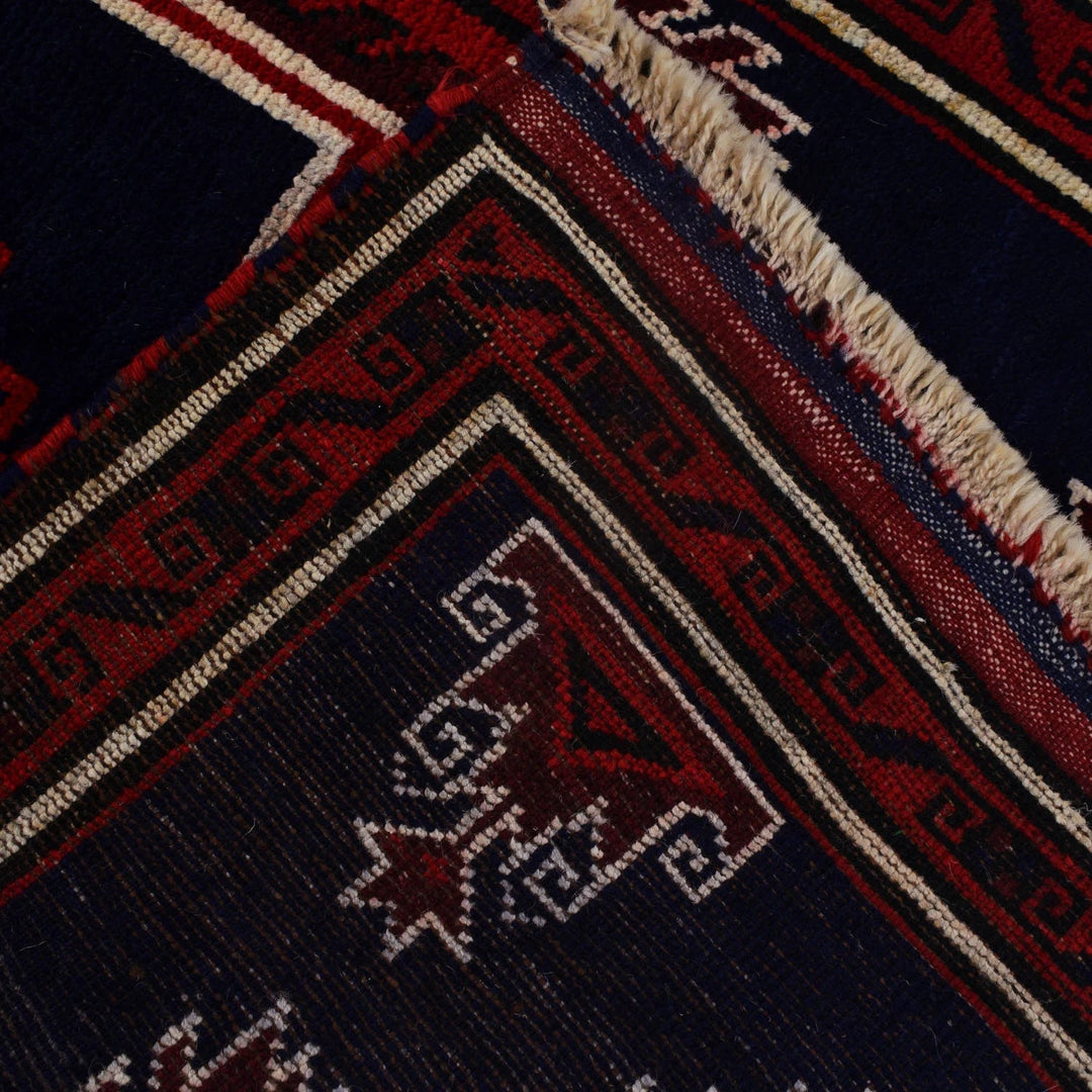 Dark Blue Afghan Baluchi Rug 3' 1" x 5' 1" Hand-Knotted | No. AL24843