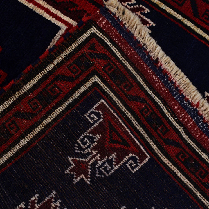 Dark Blue Afghan Baluchi Rug 3' 1" x 5' 1" Hand-Knotted | No. AL24843