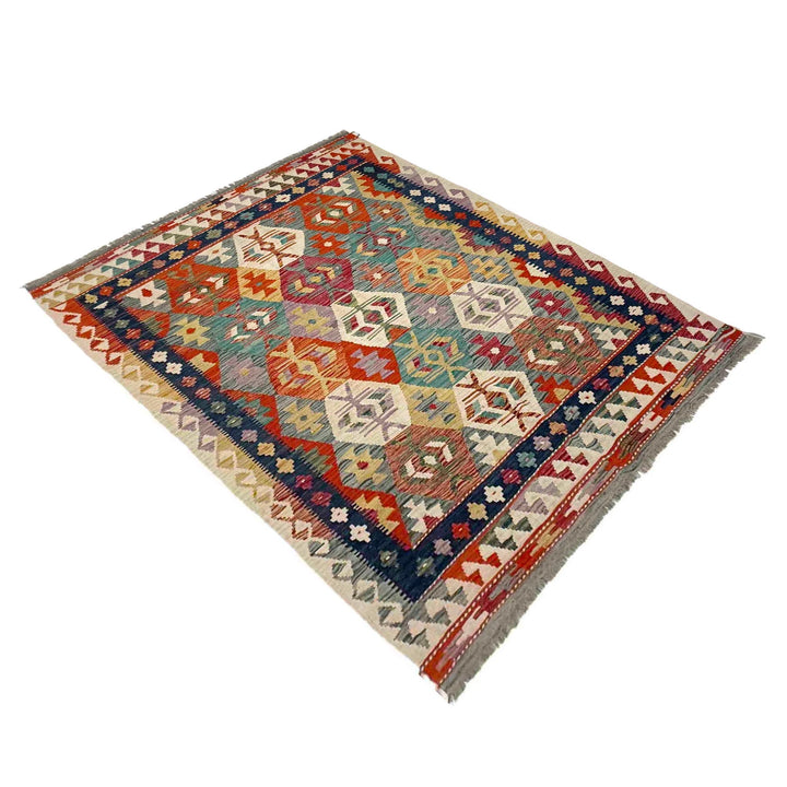 Afghan Vegetable Kilim Rug 5' 0" x 6' 9" Flat-Weave | No. AL248847
