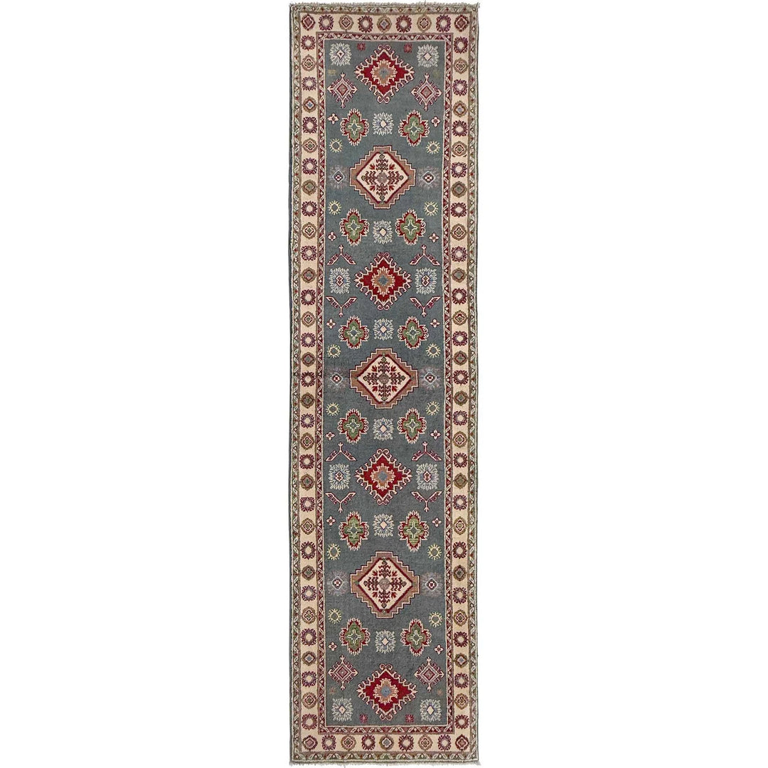 Gray Afghan Kazak Rug 2' 6" x 9' 9" Hand-Knotted | No. AL24919