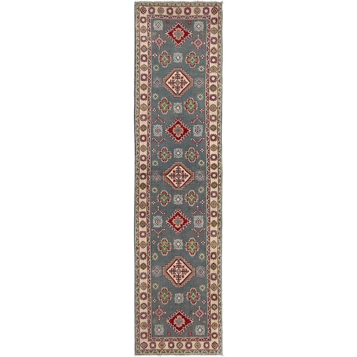 Gray Afghan Kazak Rug 2' 6" x 9' 9" Hand-Knotted | No. AL24919