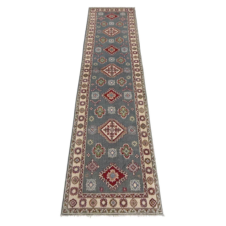 Gray Afghan Kazak Rug 2' 6" x 9' 9" Hand-Knotted | No. AL24919
