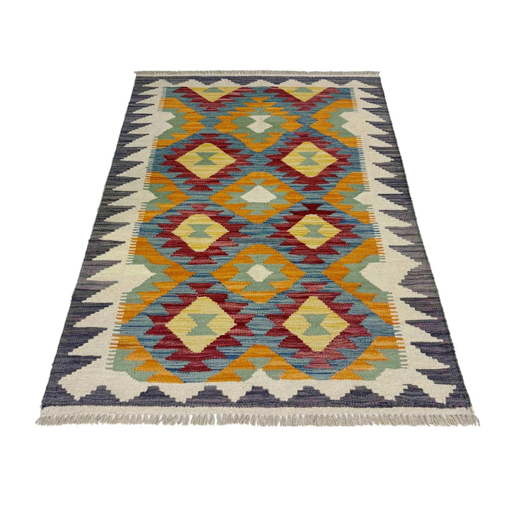 Afghan Vegetable Kilim Rug 2' 10" x 4' 1" Flat-Weave | No. AL249707