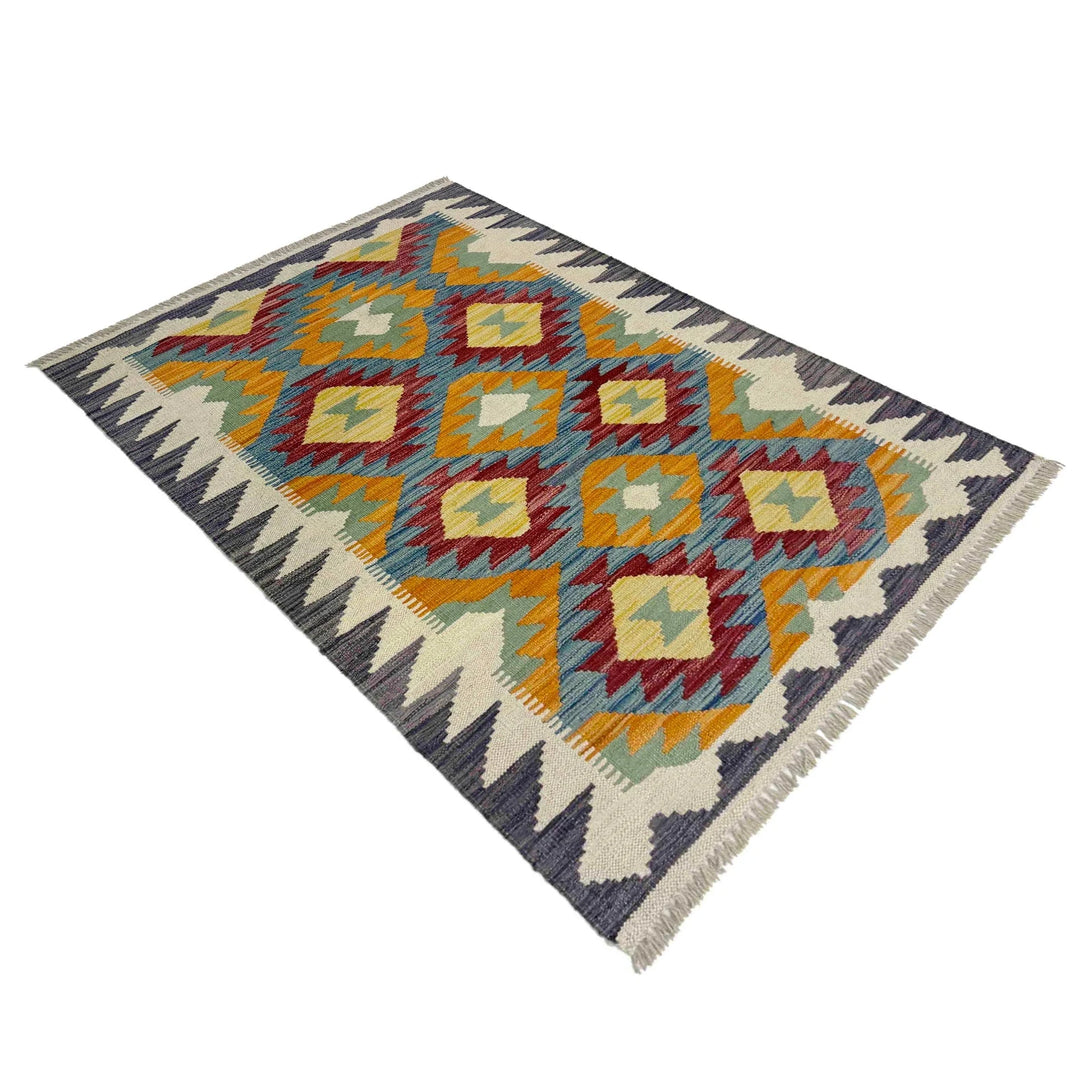 Afghan Vegetable Kilim Rug 2' 10" x 4' 1" Flat-Weave | No. AL249707