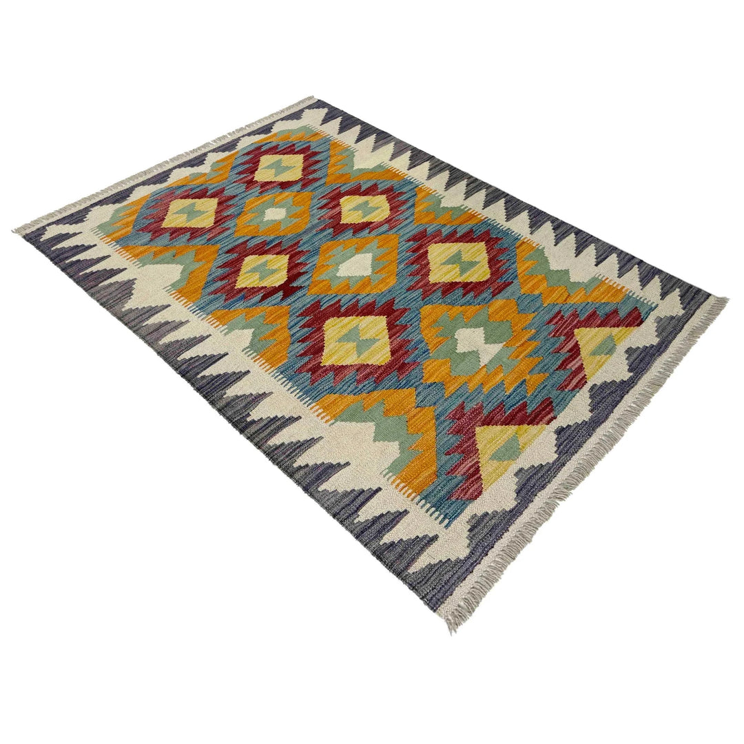Afghan Vegetable Kilim Rug 2' 10" x 4' 1" Flat-Weave | No. AL249707