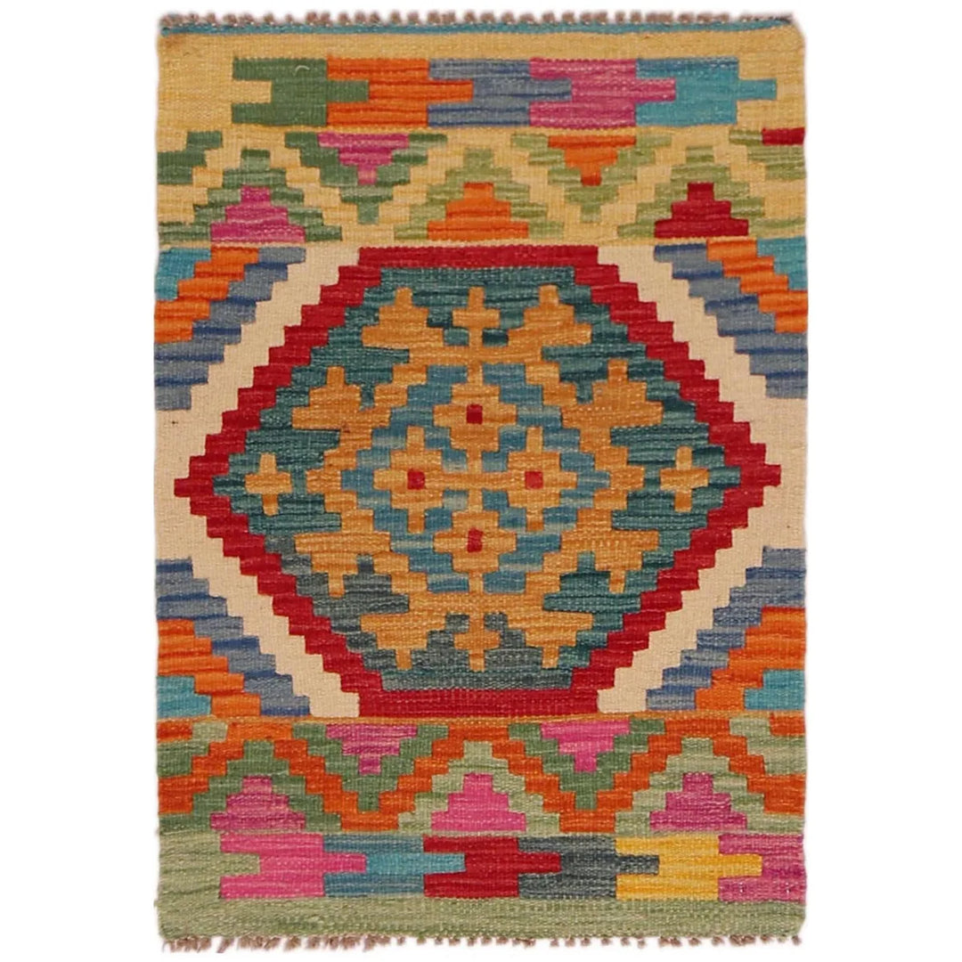 Afghan Kilim Rug 2' 2" x 3' 0" Flat-Weave | No. AL25006