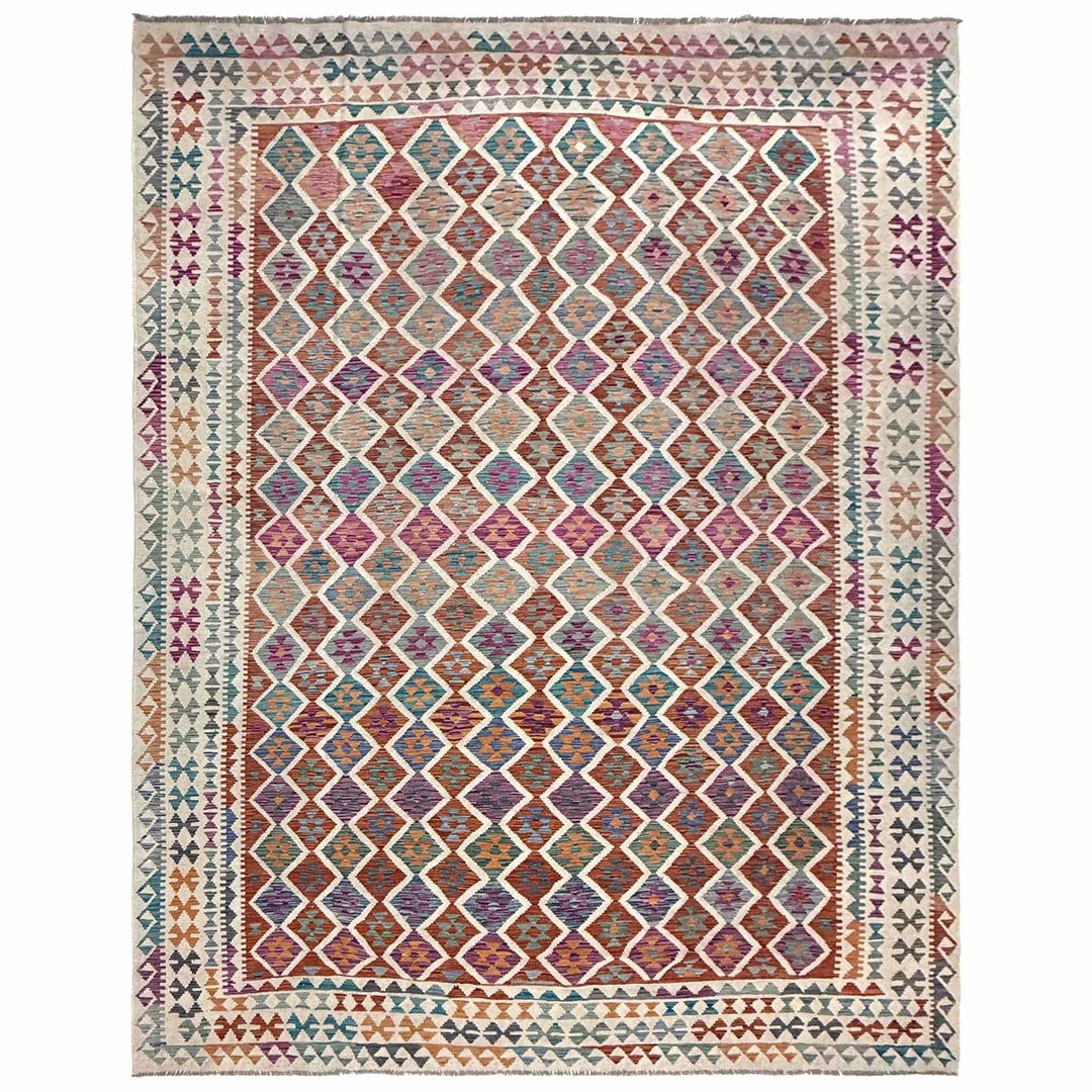 Afghan Kilim Rug 9' 9" x 13' 1" Flat-Weave | No. AL25029