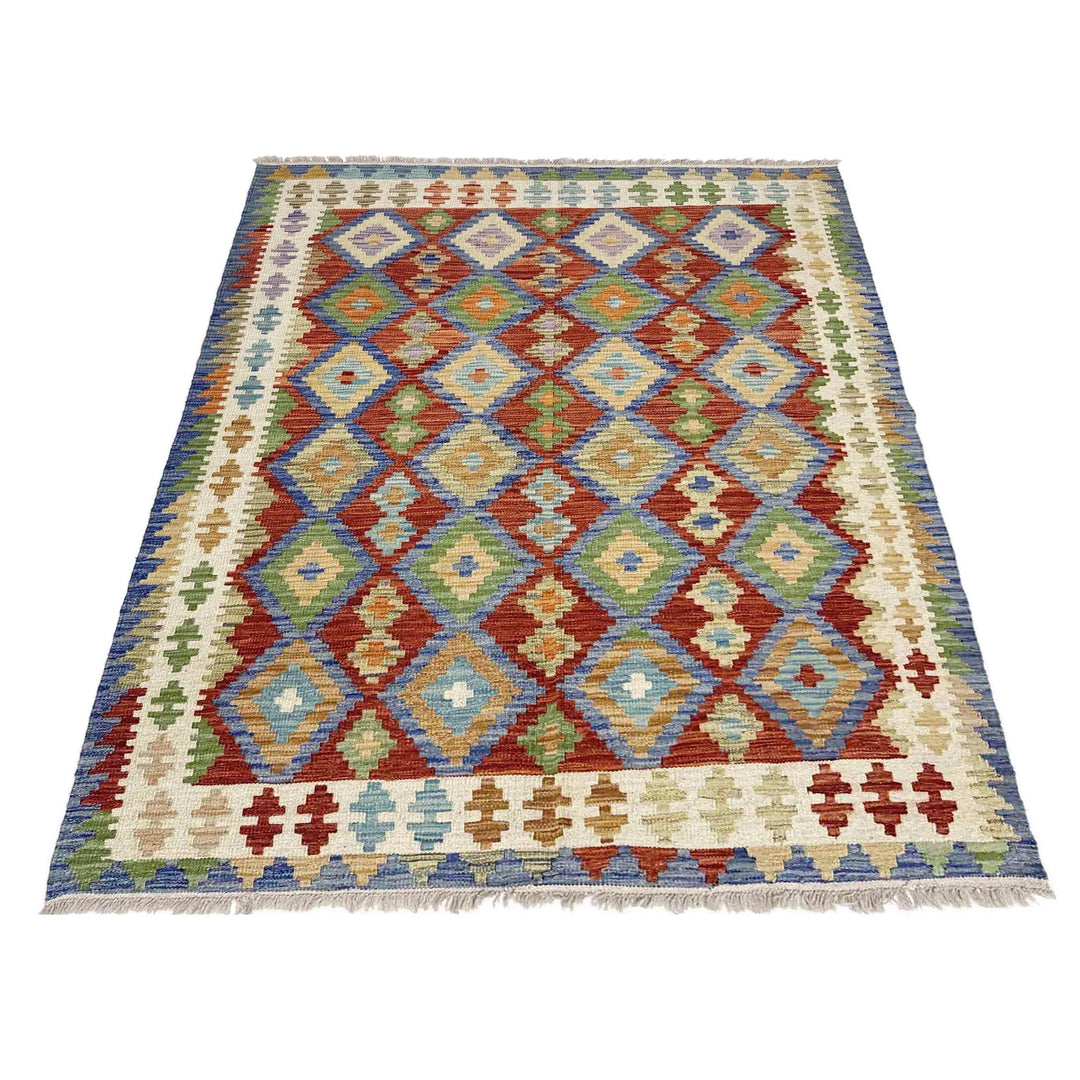 Afghan Vegetable Kilim Rug 5' 1" x 6' 6" Flat-Weave | No. AL250750