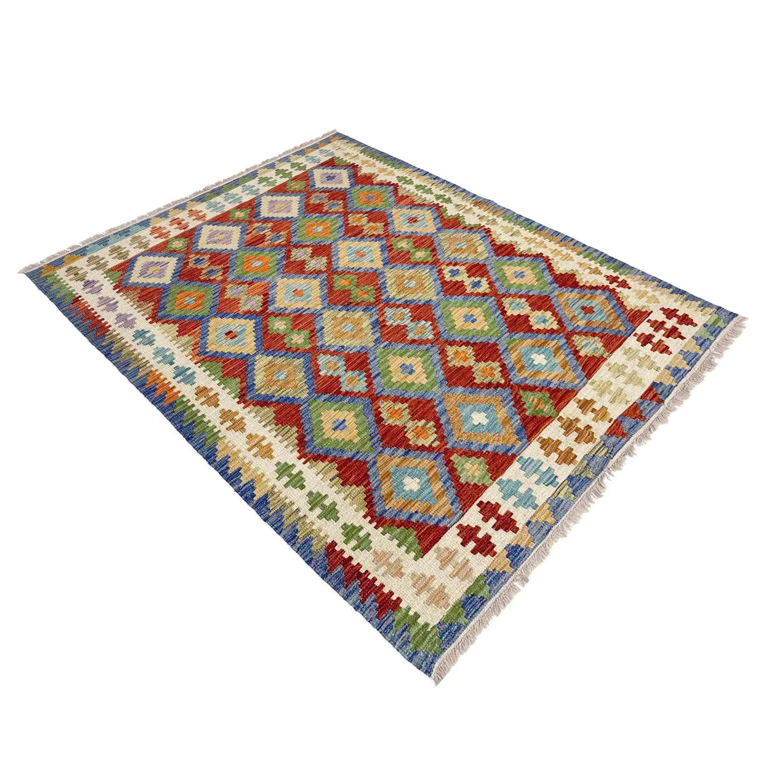 Afghan Vegetable Kilim Rug 5' 1" x 6' 6" Flat-Weave | No. AL250750