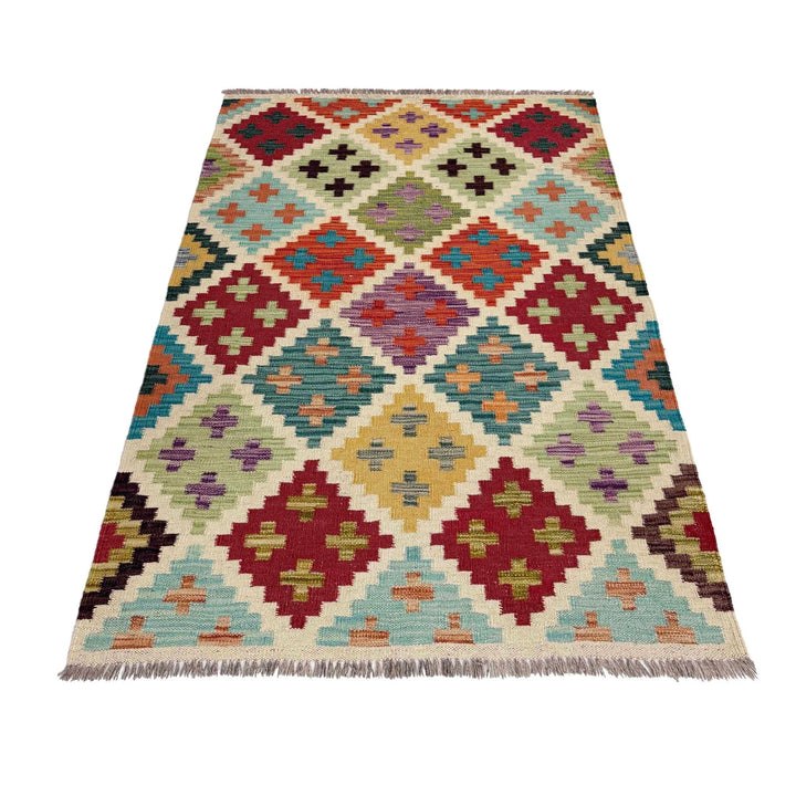 Afghan Vegetable Kilim Rug 3' 4" x 5' 0" Flat-Weave | No. AL251028