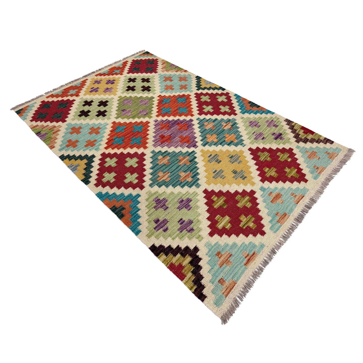 Afghan Vegetable Kilim Rug 3' 4" x 5' 0" Flat-Weave | No. AL251028