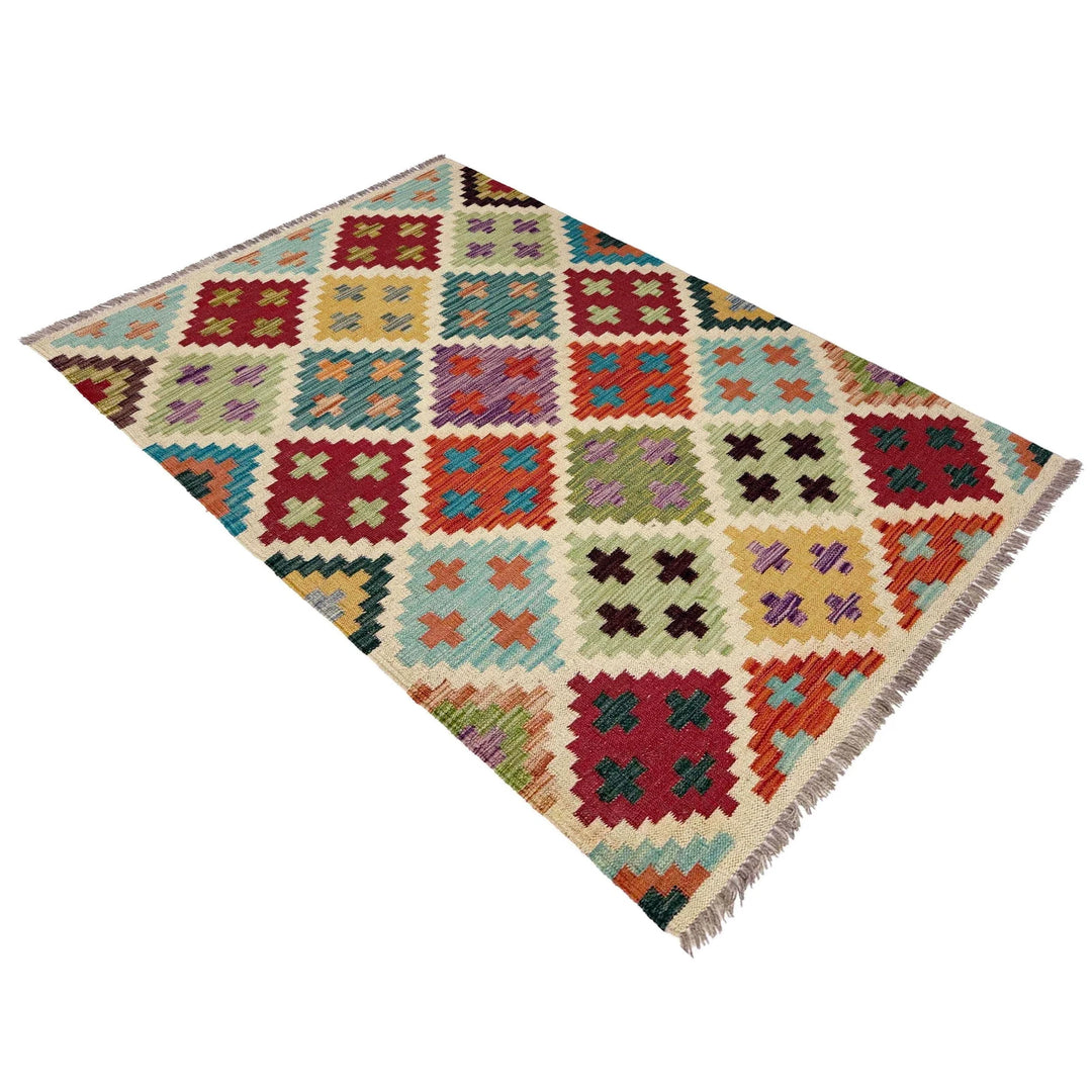 Afghan Vegetable Kilim Rug 3' 4" x 5' 0" Flat-Weave | No. AL251028