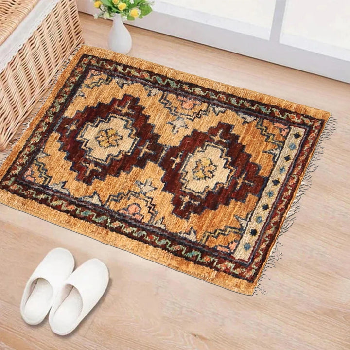 Beige Afghan Geometric Rug 1' 5" x 2' 0" Hand-Knotted | No. AL25109