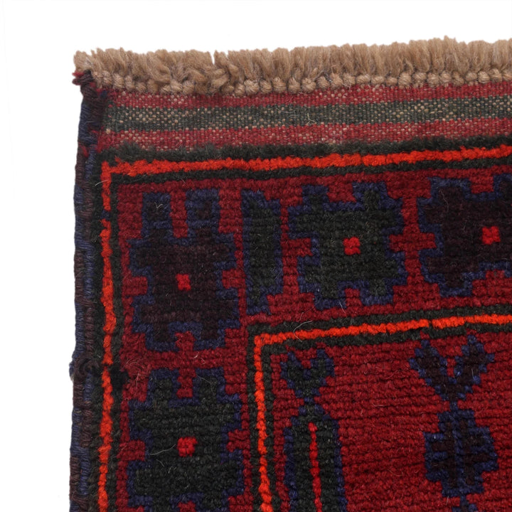 Red Afghan Prayer Rug 3' 1" x 5' 1" Hand-Knotted | No. AL25172