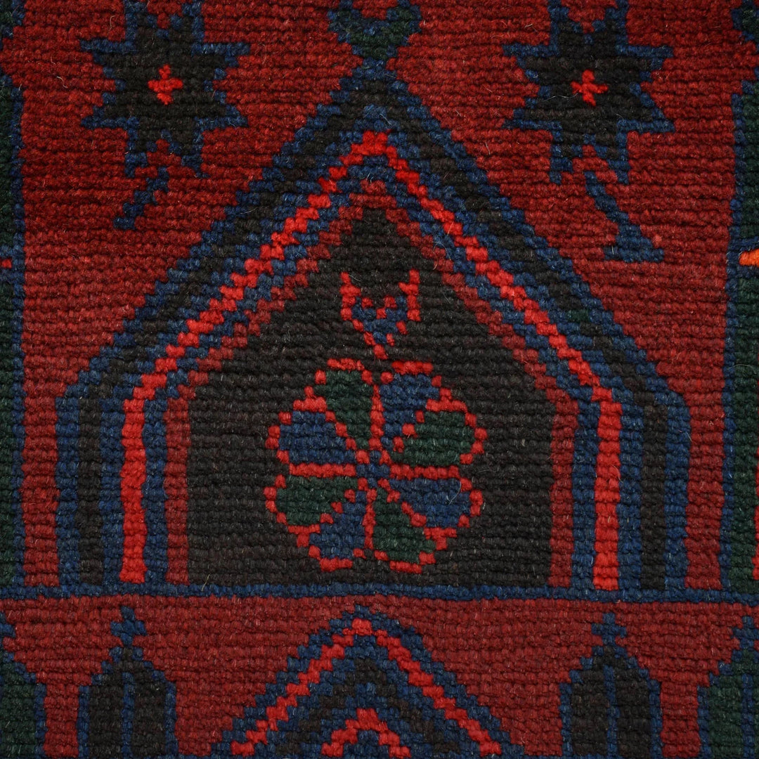 Red Afghan Prayer Rug 3' 1" x 5' 1" Hand-Knotted | No. AL25172