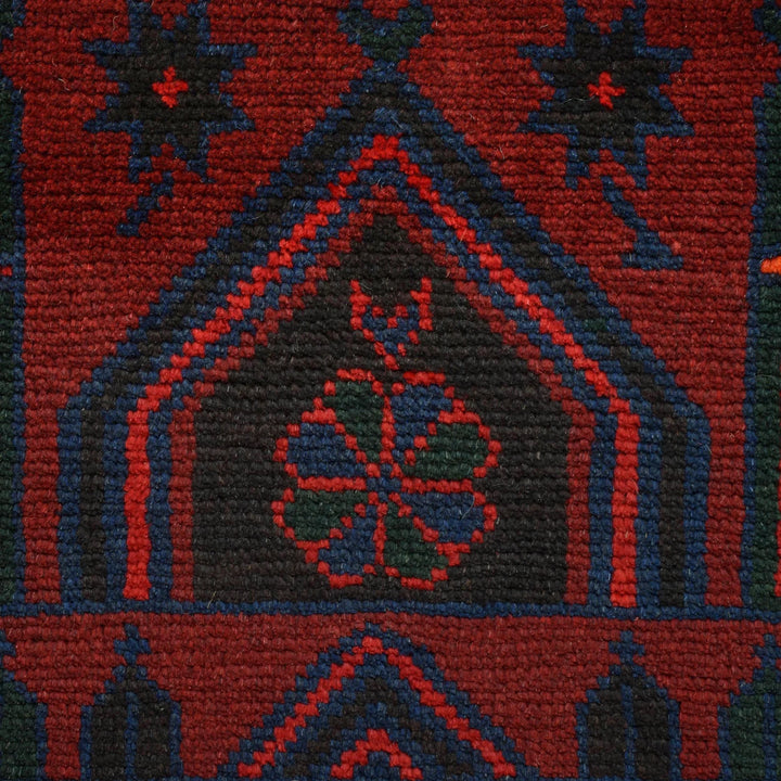 Red Afghan Prayer Rug 3' 1" x 5' 1" Hand-Knotted | No. AL25172