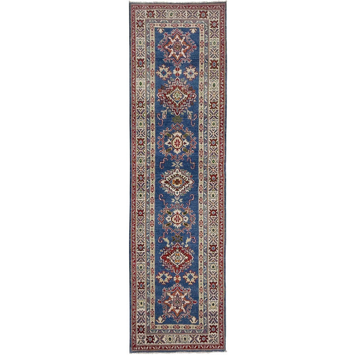 Blue Afghan Kazak Rug 2' 7" x 9' 5" Hand-Knotted | No. AL25187