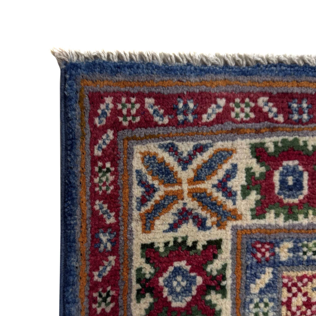 Blue Afghan Kazak Rug 2' 7" x 9' 5" Hand-Knotted | No. AL25187