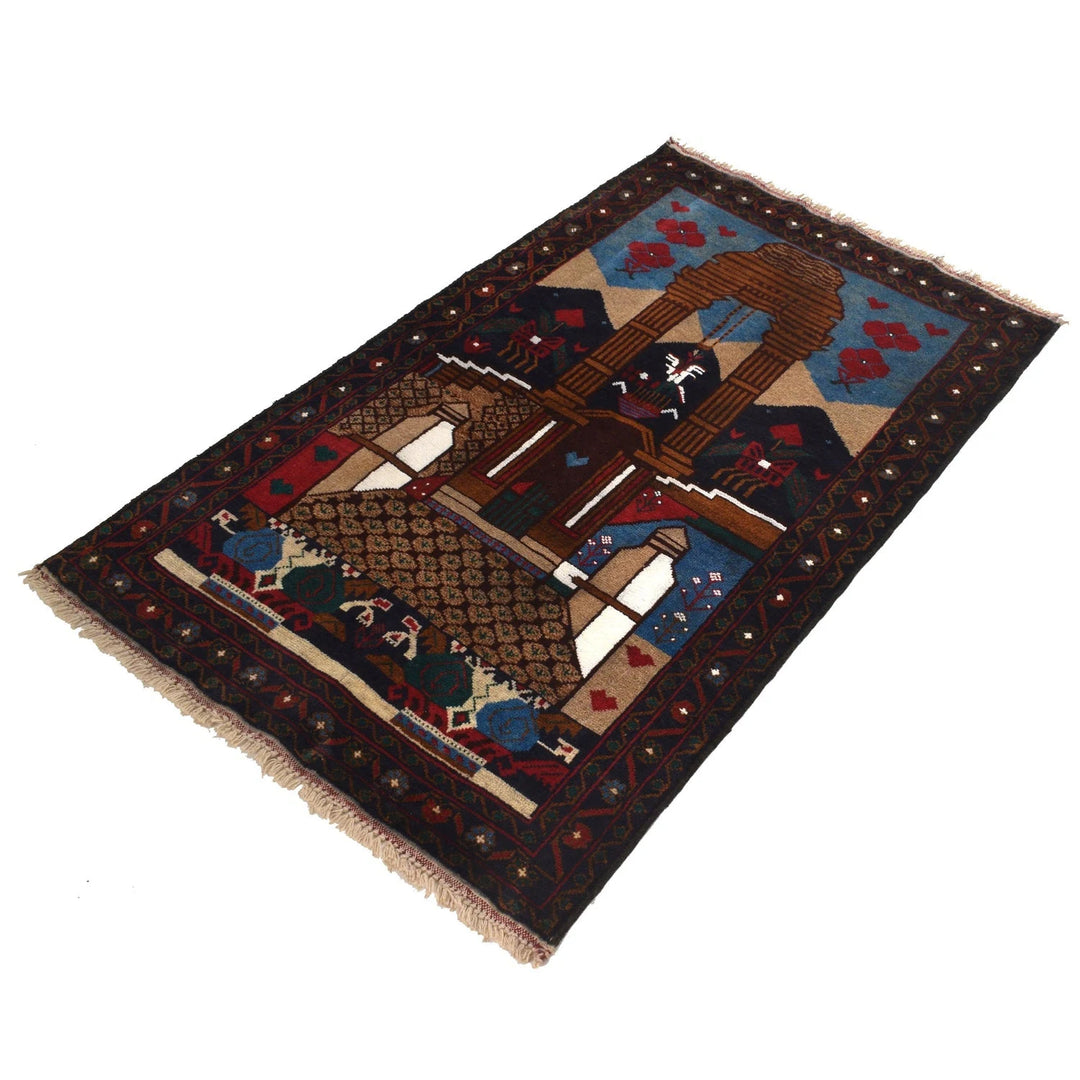 Afghan Pictorial Rug 2' 8" x 4' 7" Hand-Knotted | No. AL25228