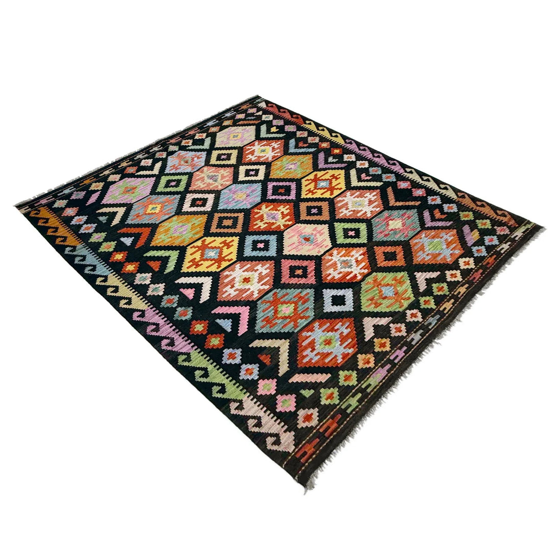 Afghan Vegetable Kilim Rug 5'10" x 7'9" Flat-Weave | No. AL253263