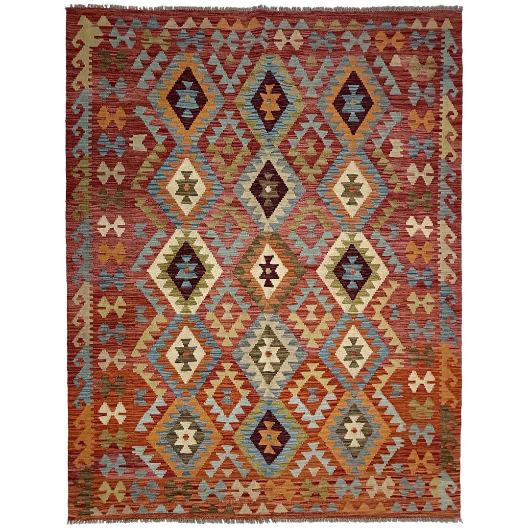 Afghan Kilim Rug 5' 3" x 6' 8" Flat-Weave | No. AL25403