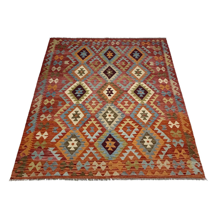 Afghan Kilim Rug 5' 3" x 6' 8" Flat-Weave | No. AL25403