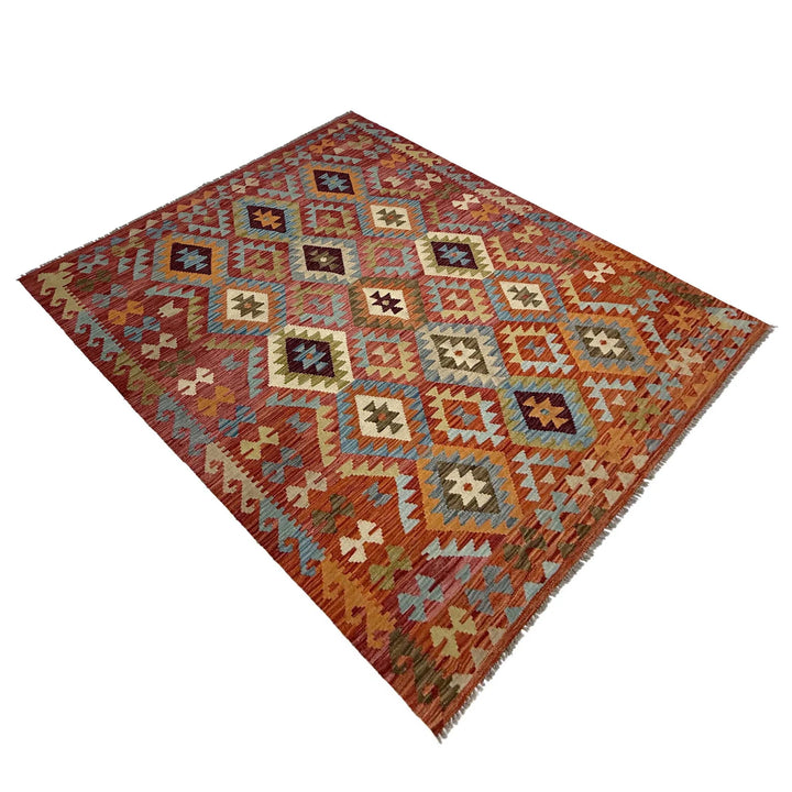 Afghan Kilim Rug 5' 3" x 6' 8" Flat-Weave | No. AL25403