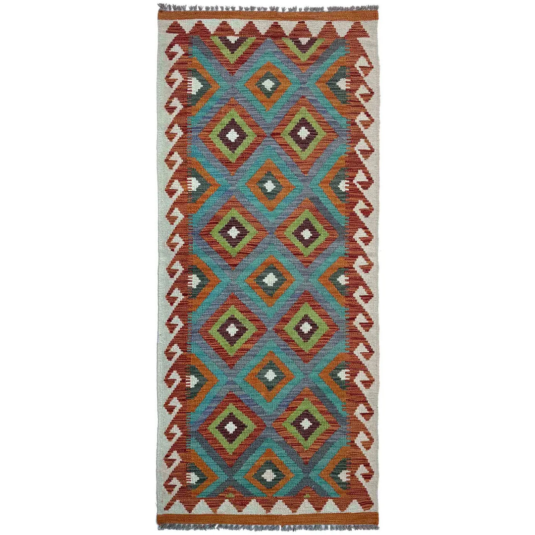 Afghan Vegetable Kilim Rug 2' 7" x 6' 7" Flat-Weave | No. AL25423