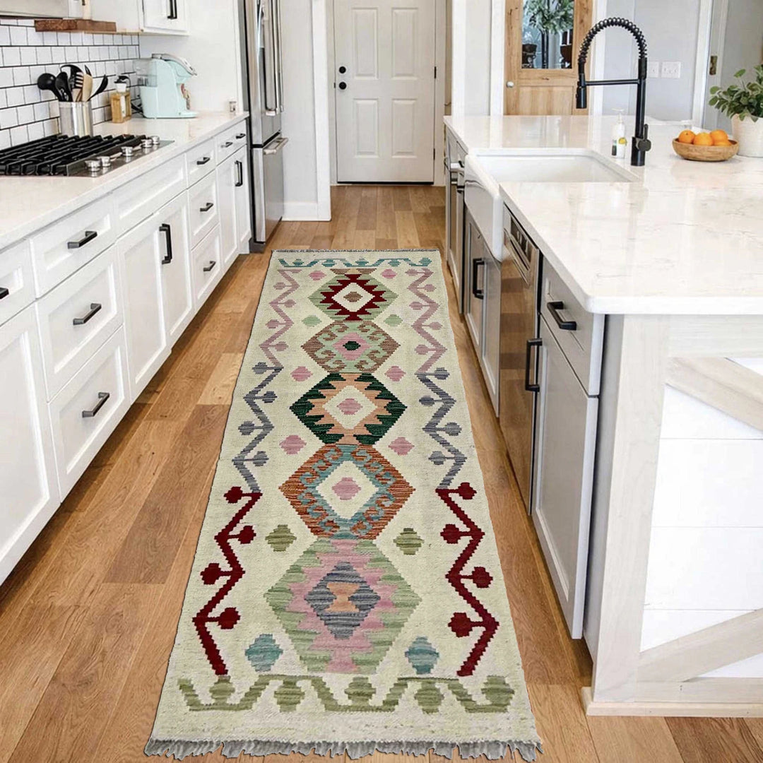 Afghan Vegetable Kilim Rug 1'11" x 5'6" Flat-Weave | No. AL254499