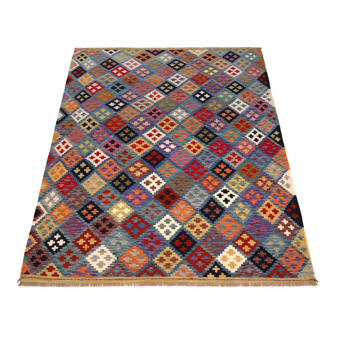 Afghan Kilim Rug 5' 1" x 6' 8" Flat-Weave | No. AL25462