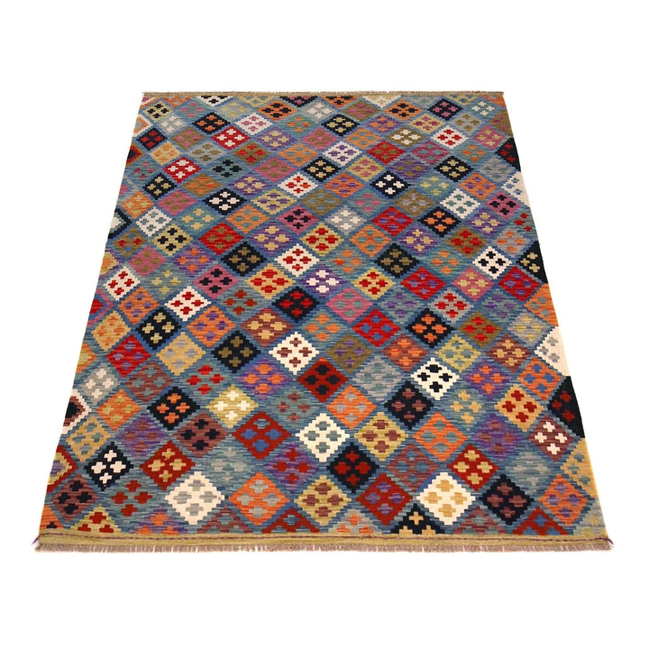 Afghan Kilim Rug 5' 1" x 6' 8" Flat-Weave | No. AL25462