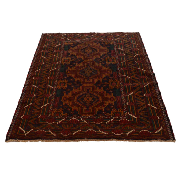 Afghan Baluchi Rug 3' 8" x 5' 9" Hand-Knotted | No. AL25535