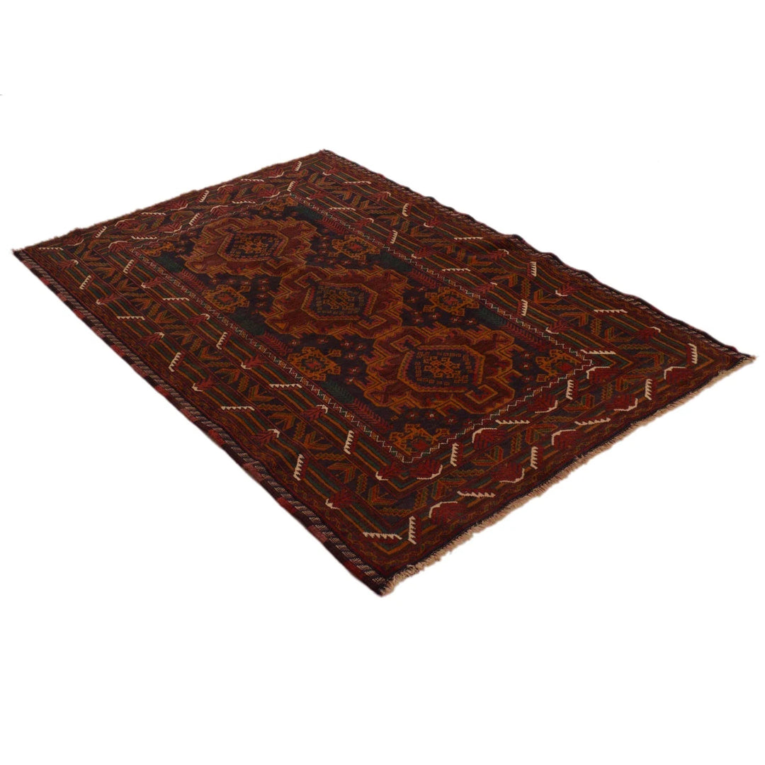Afghan Baluchi Rug 3' 8" x 5' 9" Hand-Knotted | No. AL25535