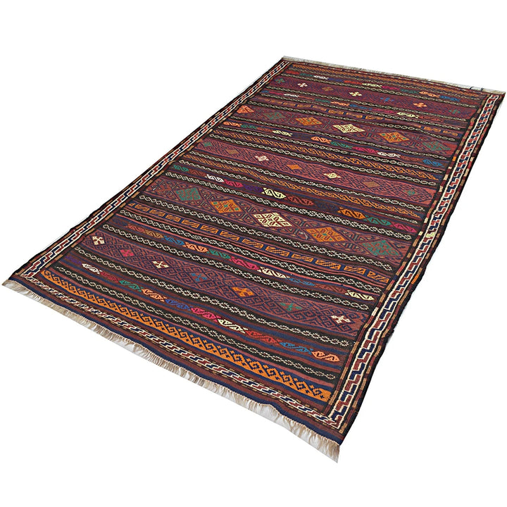 Afghan Kilim Rug 4' 4" x 6' 9" Flat-Weave | No. AL25561