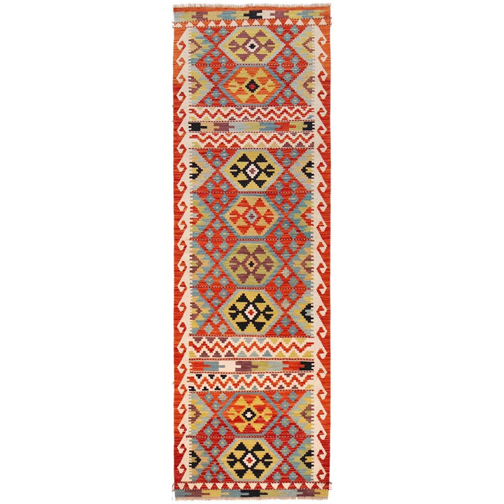 Afghan Vegetable Kilim Rug 2' 10" x 9' 9" Flat-Weave | No. AL25564